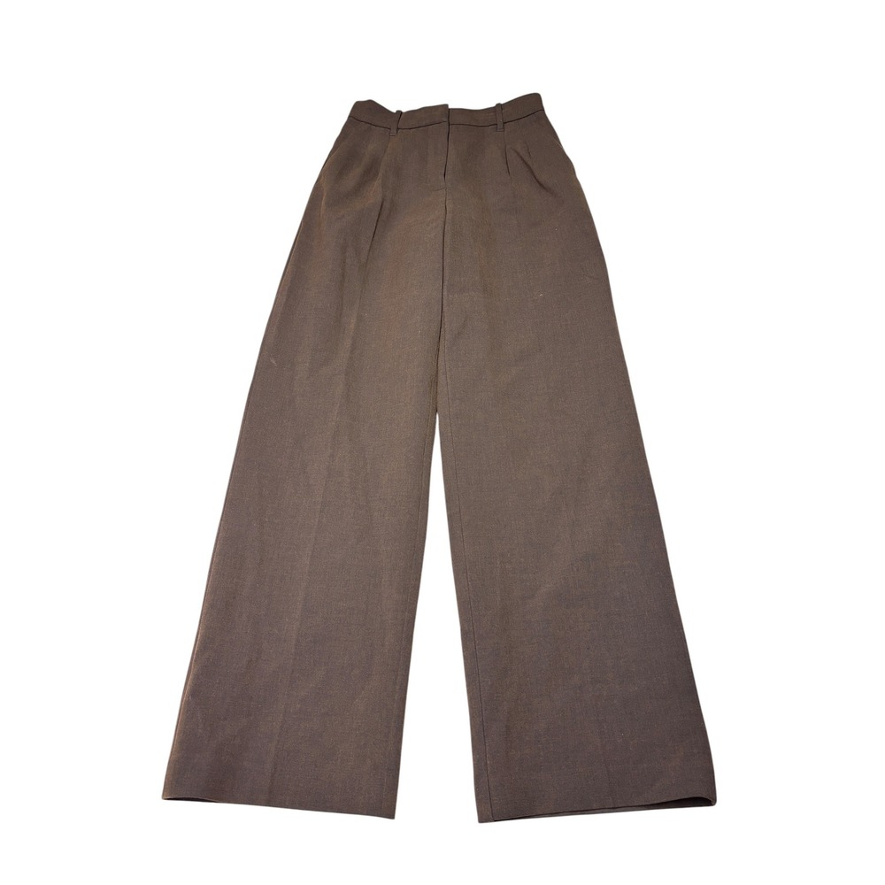 Wilfred Aritzia Brown Wide Leg Pleated High Waist Dress Pants Womens 2 W26 L32